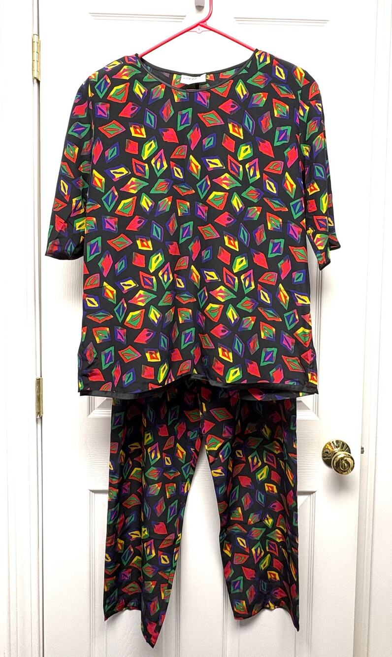 Maggie Shepherd Lounge 2 Piece Set Abstract Australia Elastic Waist 90s Size M